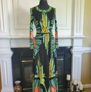 VINTAGE MAXI DRESS, Tropcial Print
